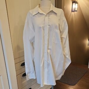 Joseph Abboud Men's White Button Down Dress Shirt 18 1/2 × 36/37